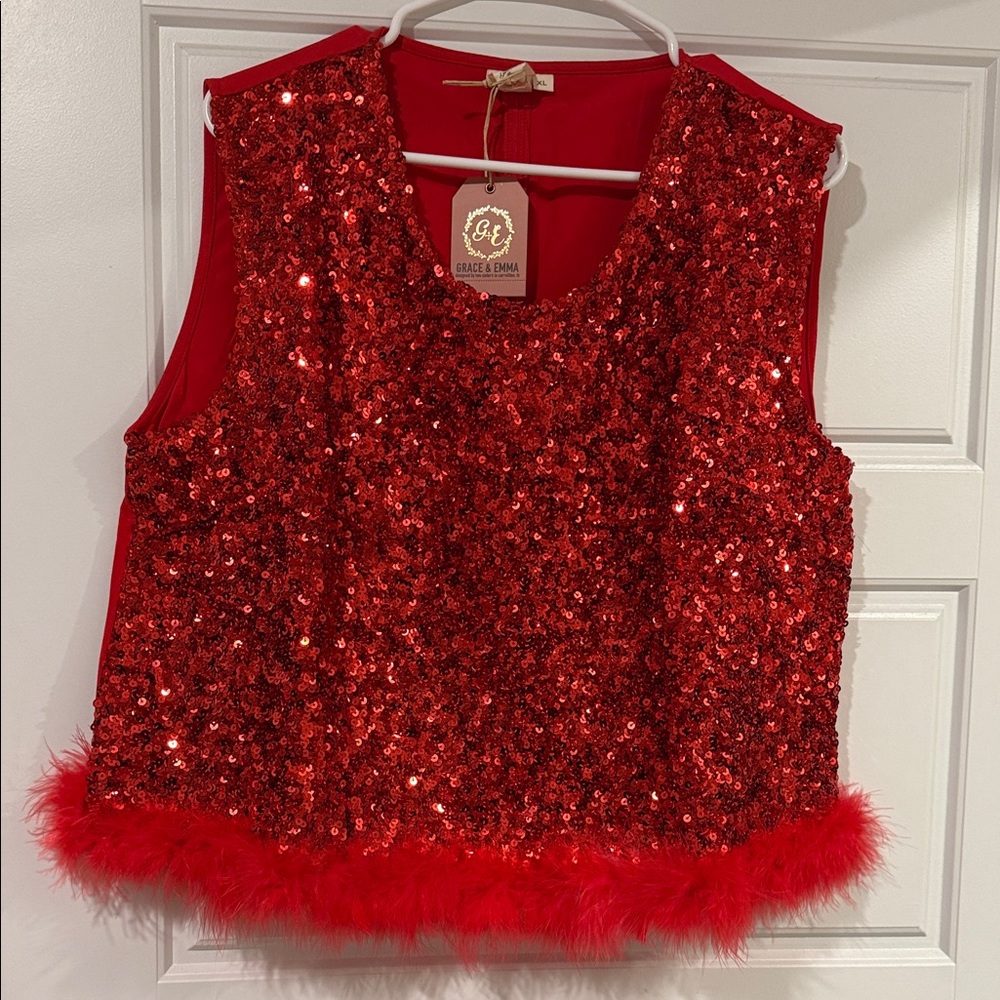 Red Sequin Top